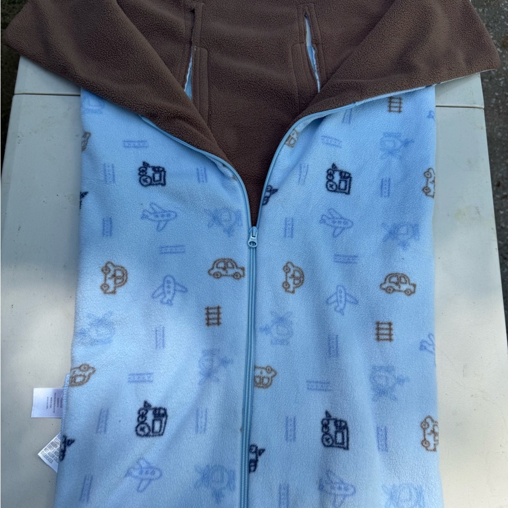 Blue and Brown Baby stroller cover